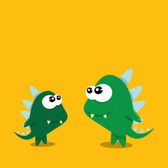 Vector cartoon funny dragon. Cartoon Dinosaur.