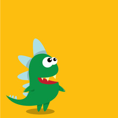 Vector cartoon funny dragon. Cartoon Dinosaur.