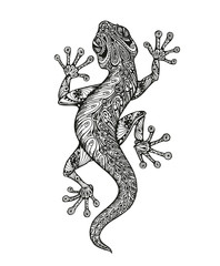 Ethnic ornamented salamander. Vintage graphic vector illustration