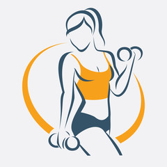 active woman doing fitness symbol, sport concept - 119595567