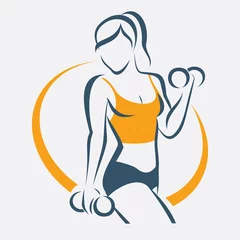 Poster active woman doing fitness symbol, sport concept © lapencia