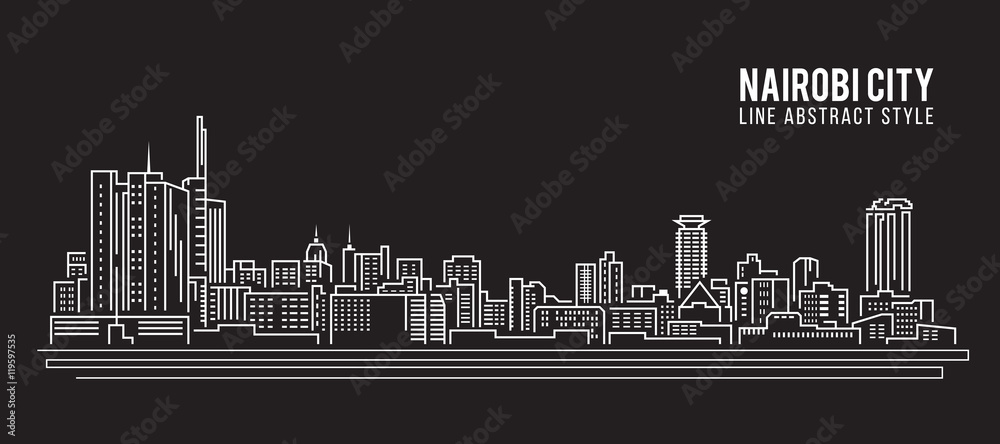 Wall mural cityscape building line art vector illustration design - nairobi city