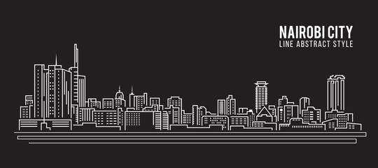 Cityscape Building Line art Vector Illustration design - Nairobi city - obrazy, fototapety, plakaty