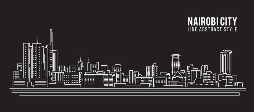 Cityscape Building Line art Vector Illustration design - Nairobi city