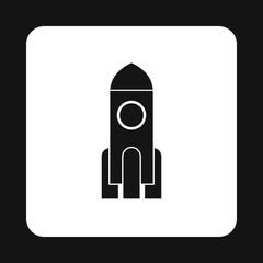 Space rocket icon in simple style isolated on white background. Aircraft symbol
