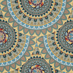 Ornate floral seamless texture, endless pattern with vintage mandala elements.