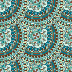 Ornate floral seamless texture, endless pattern with vintage mandala elements.