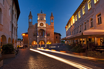 Palace of the town of Pordenone symbol of historic city center, during the famous event 