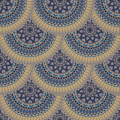 Ornate floral seamless texture, endless pattern with vintage mandala elements.