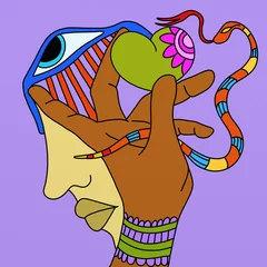 Photo sur Plexiglas Abstraction classique  hand and Egyptian serpent