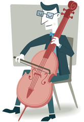 Cellist. Retro style illustration of a musician playing the cello.