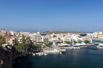Freshwater lake connected with the sea in the town