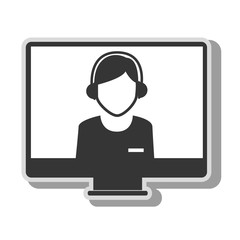 screen computer silhouette call center isolated vector illustration eps 10