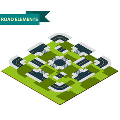 Isometric road elements. Isometric road icon.