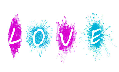 Abstract word "Love" with design elements