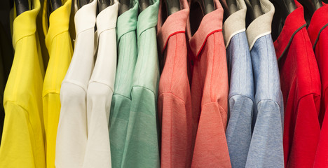 retail - clothes rail with colorful shirts
