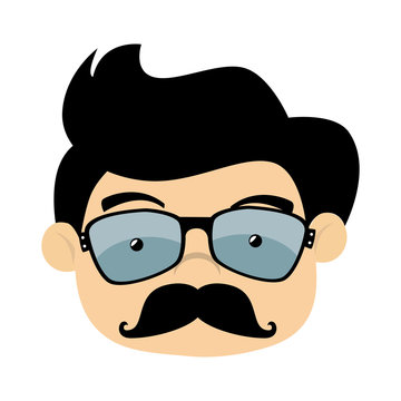 man hipster hat moustache isolated vector illustration eps 10