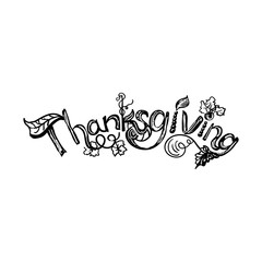 Thanksgiving lettering design with hand drawn rough sketch inscription