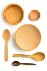 wooden utensils isolated on white