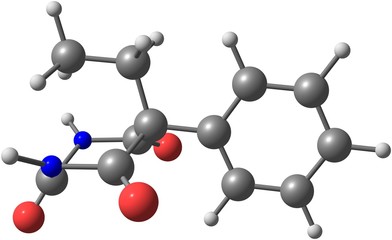 Phenobarbital molecular structure isolated on white