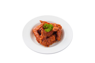 Deep fried chicken wings with barbecue sauce