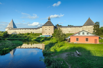 Fototapeta na wymiar Ancient fortress in Staraya Ladoga, Russia