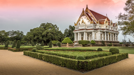 Fototapeta premium Buddhism Temple at Sunset or Sunrise, HDR