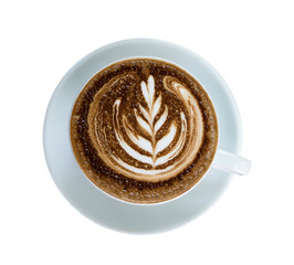 mocha coffee in white cup isolated