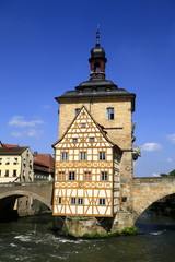 Fototapeta na wymiar Town hall on the bridge, Bamberg