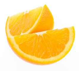 Two Slices of Orange Isolated on White Background