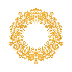 Elegant luxury vintage round gold floral frame