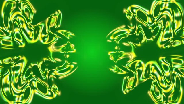 green abstract background and mowing gold light, loop