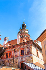 Fototapeta na wymiar Castle tower, Cesky Krumlov, Czech Republic. UNESCO World Heritage Site.