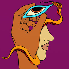 snake and Egyptian eye