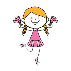 girl cartoon cheerleader kid happy isolated design vector illustration 