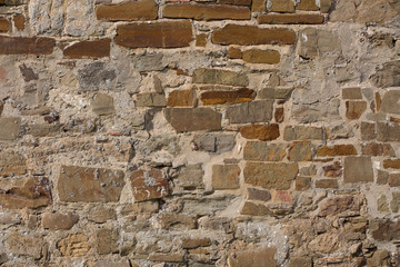 Crimea. A fragment of ancient masonry walls reinforced protection of the Genoese fortress in Sudak