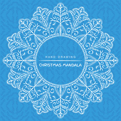 Vector mandala  with christmas decorative elements. Patterned De