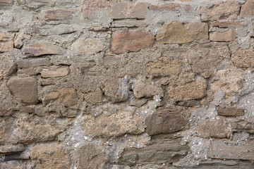 Crimea. A fragment of ancient masonry walls reinforced protection of the Genoese fortress in Sudak