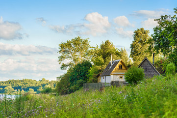 Russian village, rural landscape of Staraya Ladoga, Russia