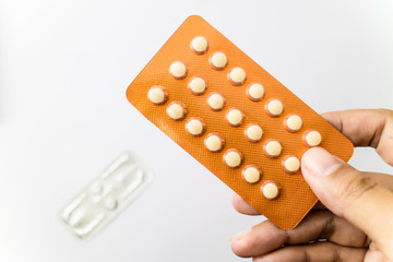 Blisters of birth control pills. Abortion concept