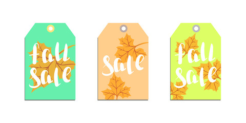 Fall sale tags. Autumn fashion trendy sale tags