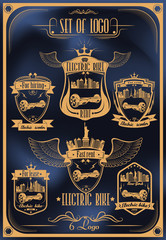 Set of logos a modern and fashionable self-balancing electric sc