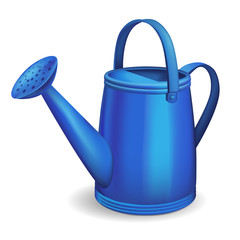 Blue watering can. Isolated on white background.