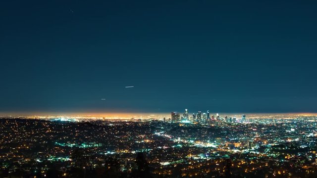 Time-lapse of the vast grid of Los Angeles at night from above