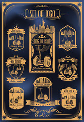 Set of logos a modern and fashionable self-balancing electric sc