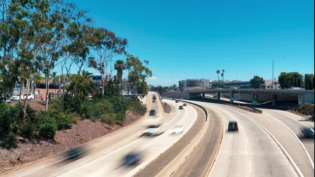 Time-lapse of highway traffic in Santa Monica, CA