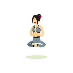 Girl posing pose yoga. Characters women exercises yoga, isolated on white background. People banner healthy lifestyle. Woman involved in sports, vector illustration