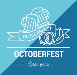 Vector set of icons on a theme of Oktoberfest in a linear design