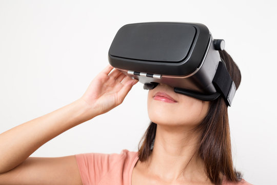 Woman watching video on virtual reality