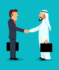 Arabic businessman shake hand with western businessman